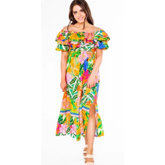 Alden Adair Dresses & Skirts - Alden Adair Filsan Santiago‎ Midi Maxi Dress Sz M Vacation Resort Tropical $414